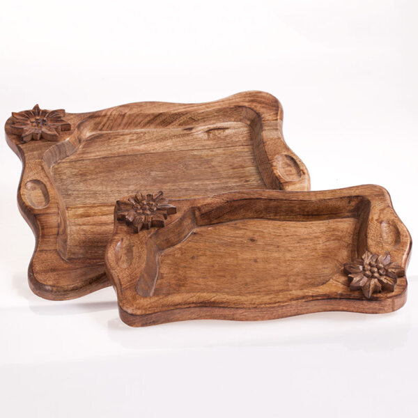 Tablett aus Holz - Edelweiß - 2 verschiedene Größen – Bild 2