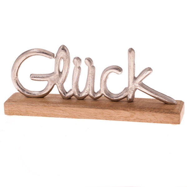 Schriftzug Glück / Home - Holz, Aluminium organic – Bild 2