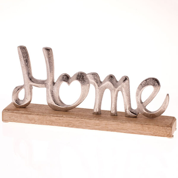 Schriftzug Glück / Home - Holz, Aluminium organic