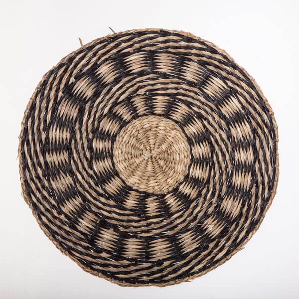 Tischset - Seegras - rund - 40 cm - schwarz/beige